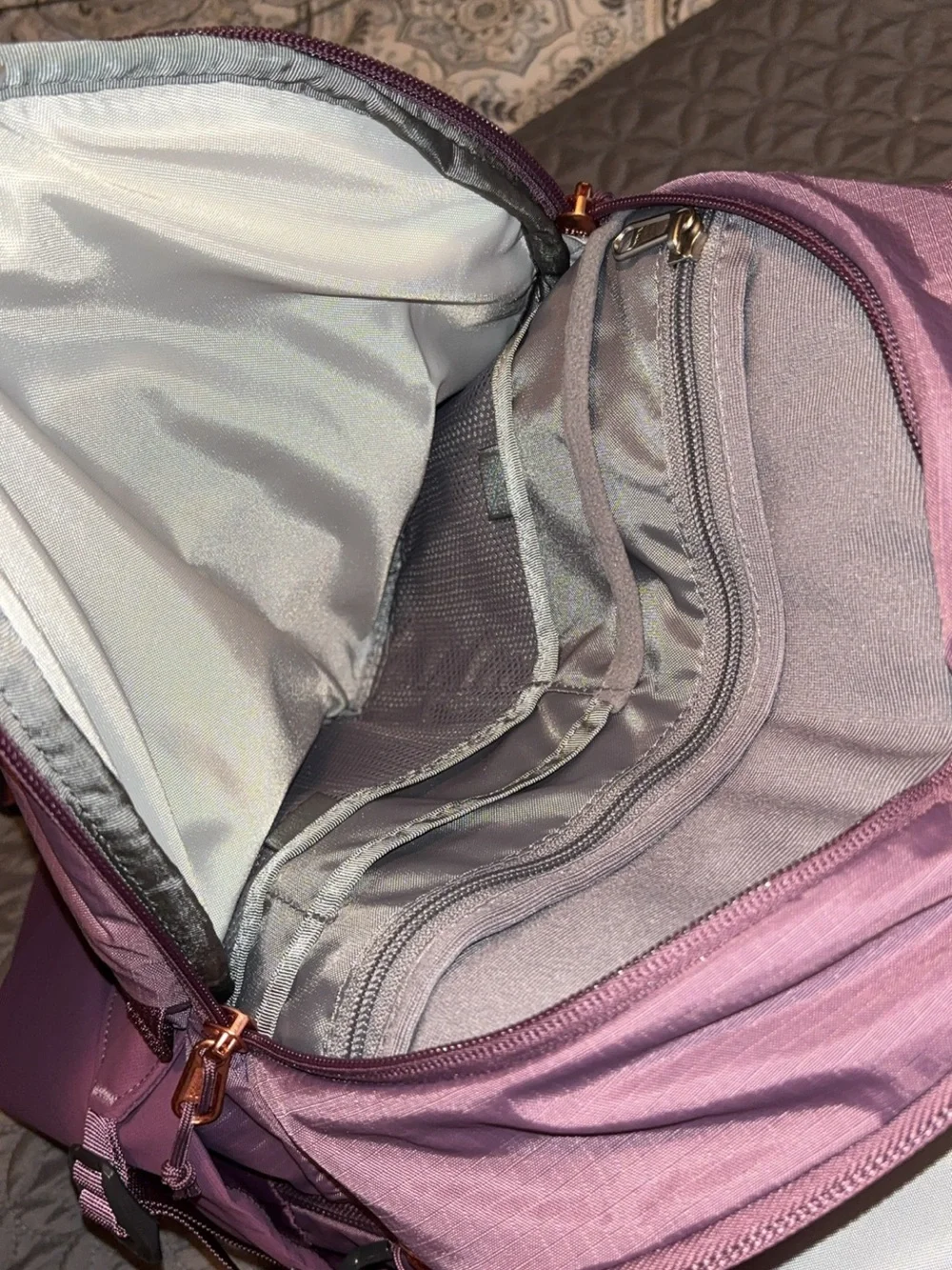 The North Face Recon Luxe Backpack - Plum with Gold Logo